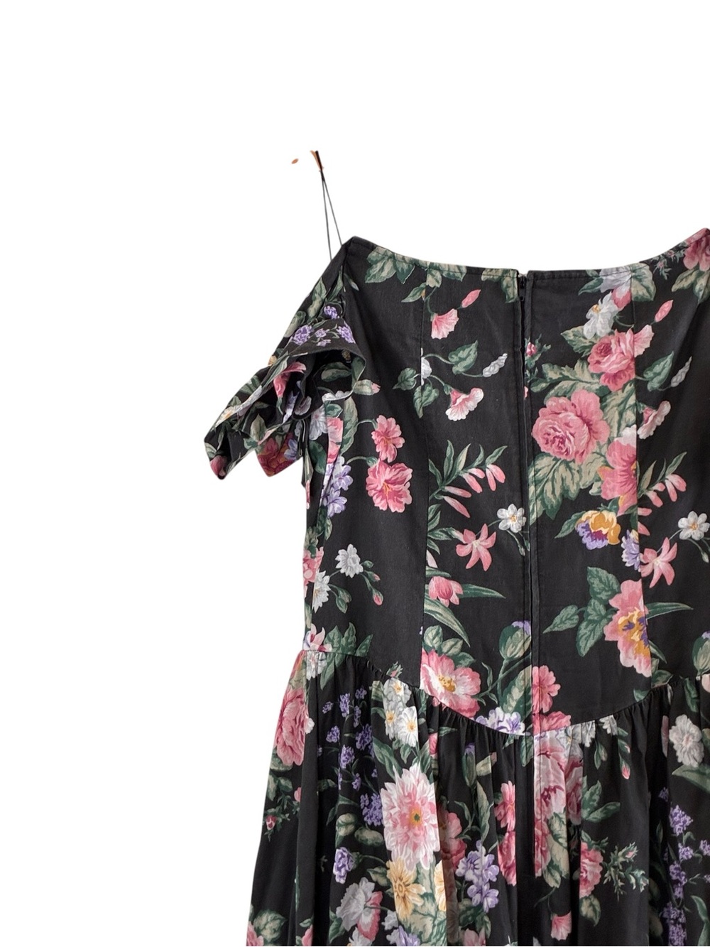 Expo | Vintage floral cotton off the shoulder 80’s/90’s princess cut dress - Picture 8 of 11